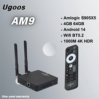 UGOOS AM9 Andorid 14 Smart TV Box Amlogic S905X5 LPDDR4X 4GB EMMC 64GB WiFi 6 Bluetooth 5.2 Set-top Box RJ45 1000M Support HDR
