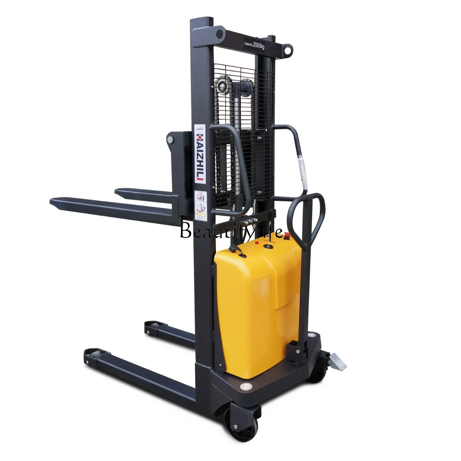 

Electric Lift Car Hydraulic Lifting Stacker 1.5 Tons Pallet Stacking Manually-Operated Forklift