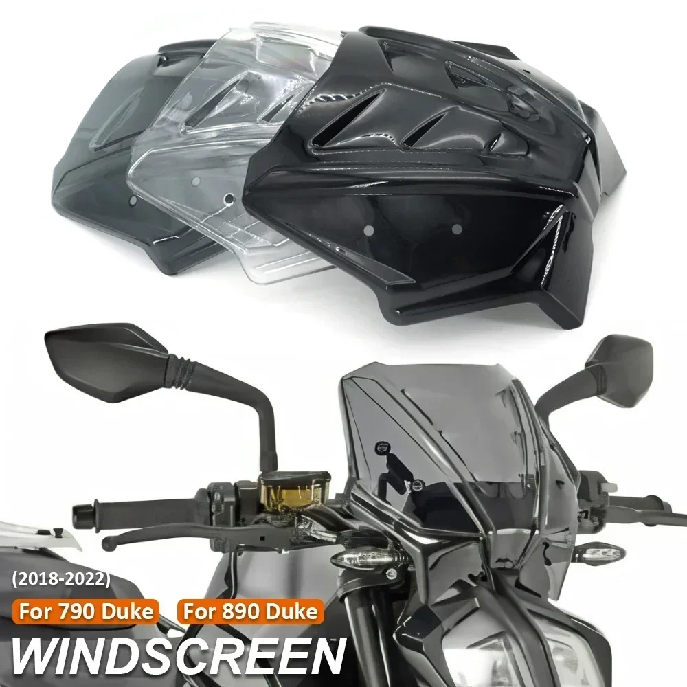 New Motorcycle Windscreen Windshield Fit FOR 790 890 DUKE 790Duke 890Duke 2018-2022 2021 2020 2019 Front Fairing Wind Deflector