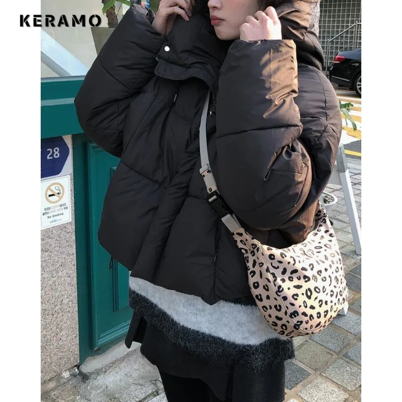 2025 Winter Retro Hooded Single Breasted Parkas Warm Thick Solid Jacket Women Casual Outerwear American Vintage Fashion Coat