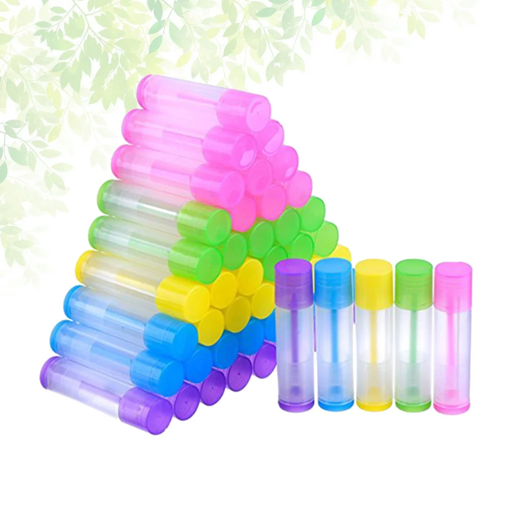 100Pcs Refillable Empty Tubes Stick Tube Empty Plastic Lipstick Tubes Mold Makeup Glue Stick Tubes Mix Color