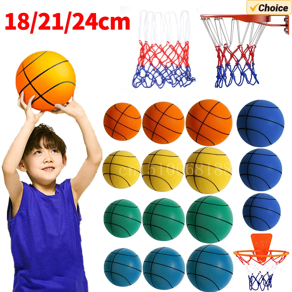 

Mute Basketballs PU Foam Size 3/5/7 No Noise Basketball Hoop Squeezable Quiet Balls Sports and Entertainment 18/21/24CM