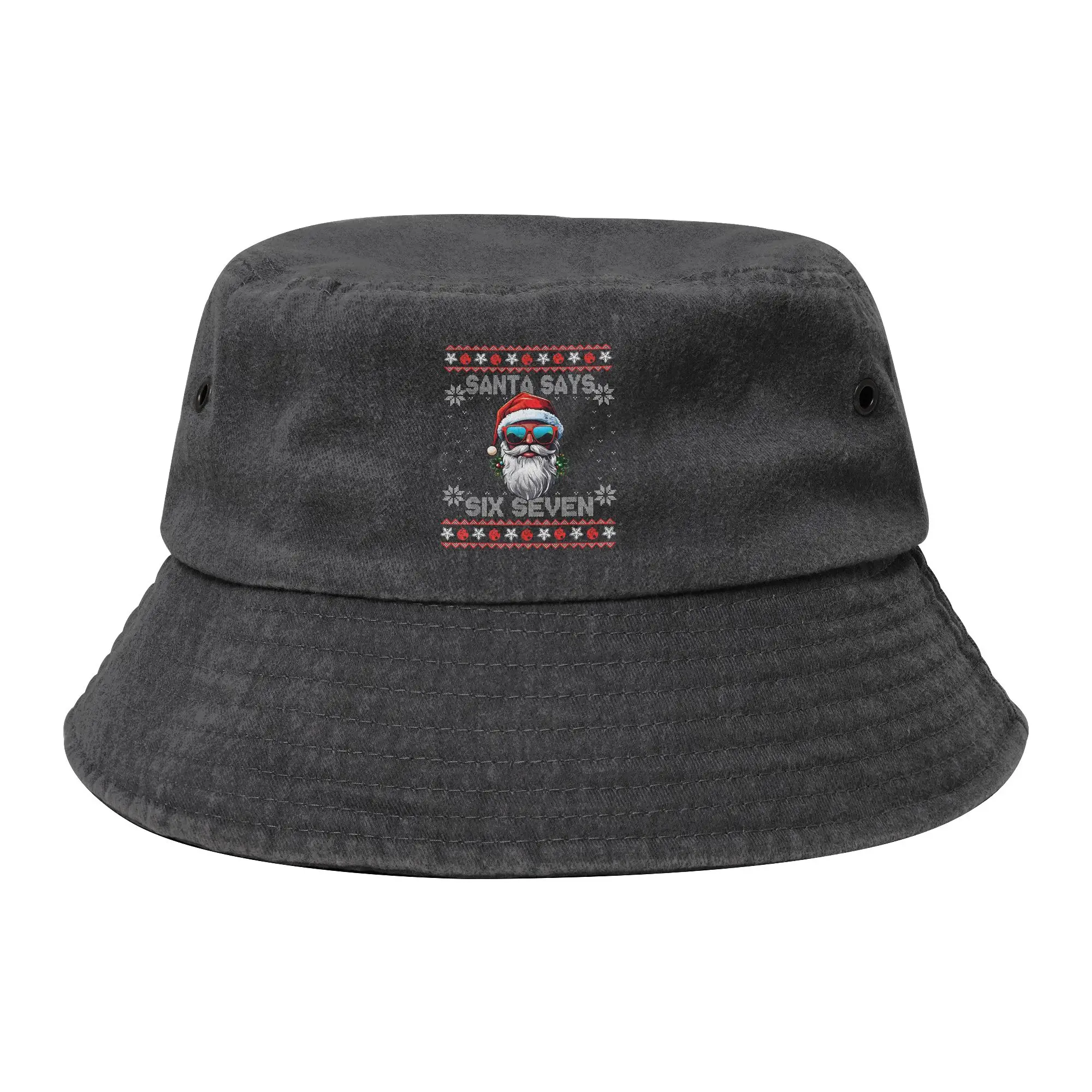 Santa Says 67 Meme Funny Six Seven Christmas Bucket Hats for Unisex Distressed Denim Washed Sun Hats Outdoor Fishing Cap