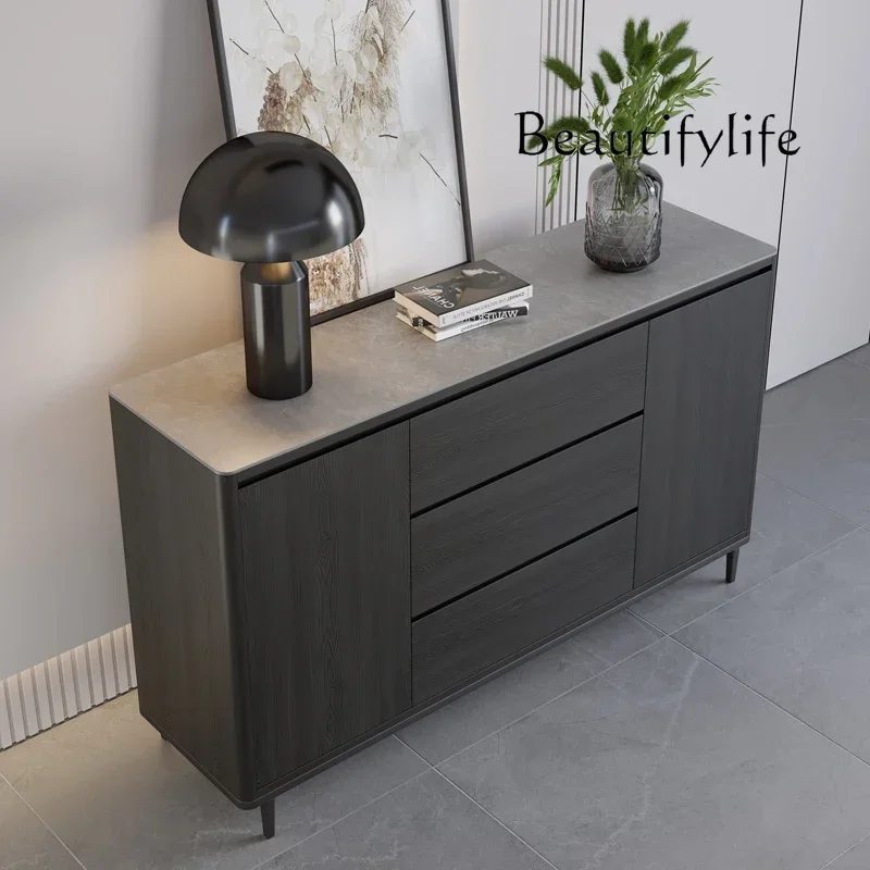 Q A Italian Minimalist Nordic Solid Wood Rock Slab Dining Side Cabinet Modern Simple Light Luxury Living Room Against The Wall
