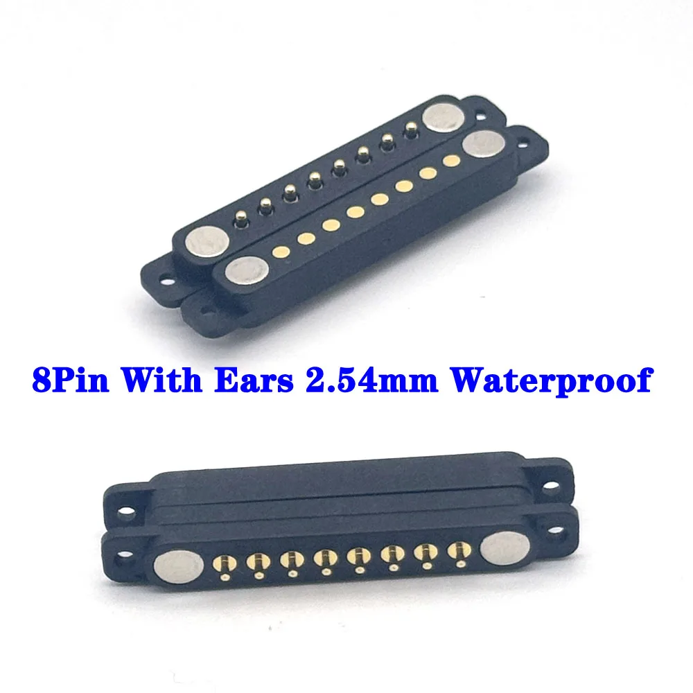 

1sets 8 Pin With Ears Waterproof Spacing 2.54mm Magnetic Pogo Pin Connector Pogopin Male Female Spring Loaded DC Power Socket