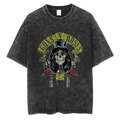 Camiseta Vintage lavada Guns N Roses Slash 85, camisetas informales de verano Unisex, moda Vintage para hombres y mujeres, manga corta de gran tamaño