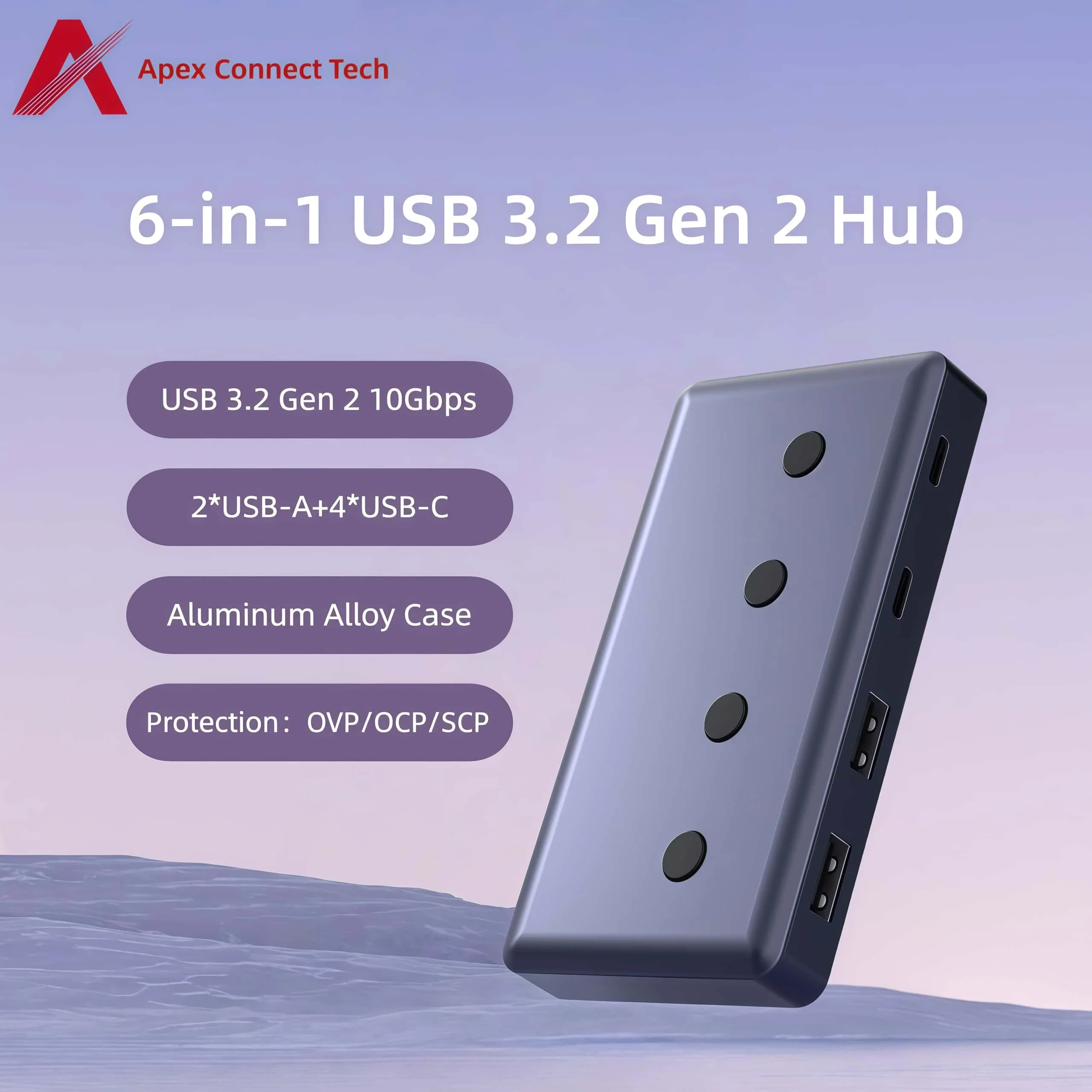 

USB-концентратор C, 10 Гбит/с, 6 в 1, концентратор USB 3.2 Gen 2, кнопка переключения USB C к USB-разветвителя типа C для MacBook Pro, ноутбука, ПК