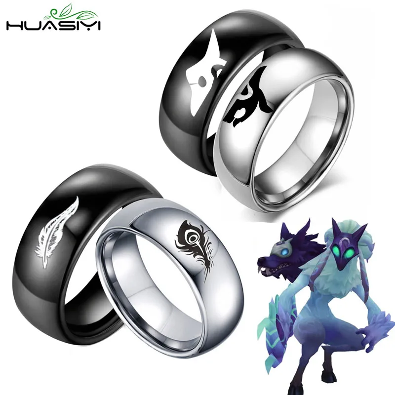 Friendship Kindred Eternal Hunter Ring for Women Men Rakan and Xayah Feather Finger Ring Lover Couple Rings Valentine's Day Gift