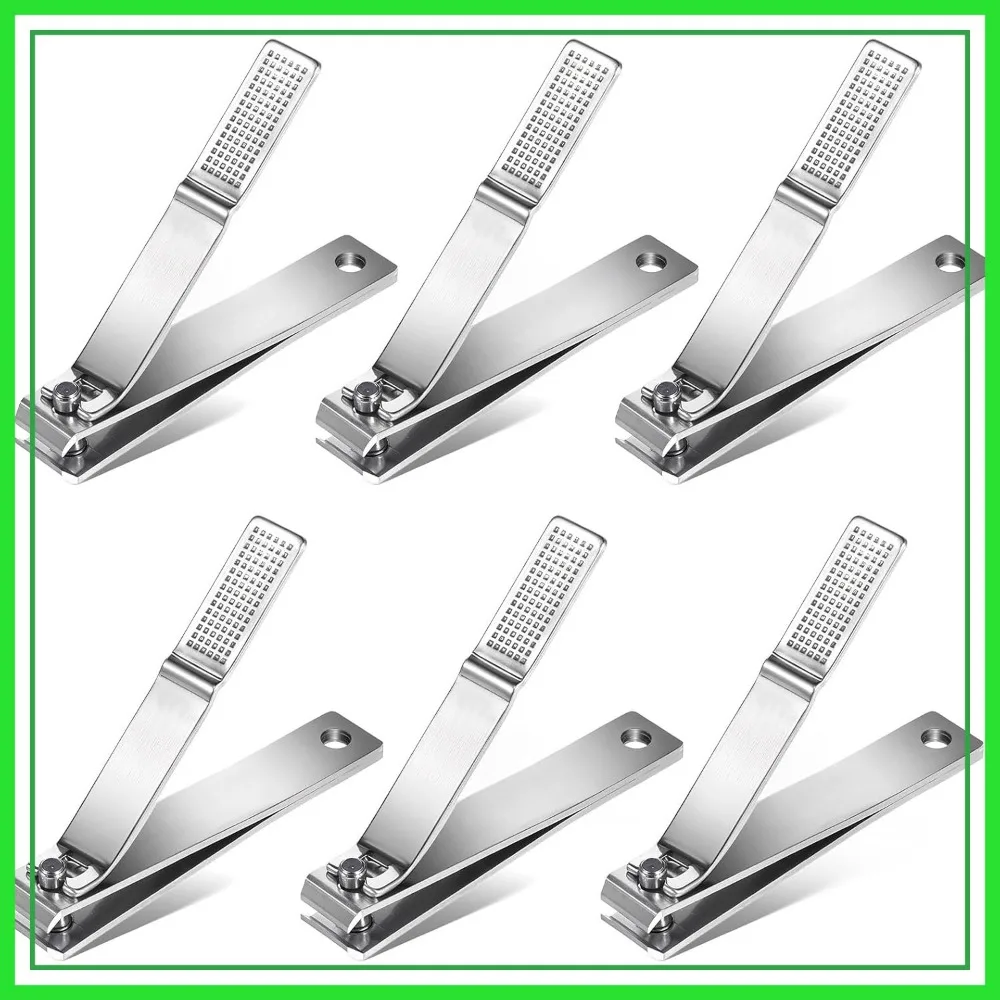 

6-Piece Straight Nail Clippers for Thick Toenails, Stainless Steel Heavy Duty Fingernail Cutter for Men Women