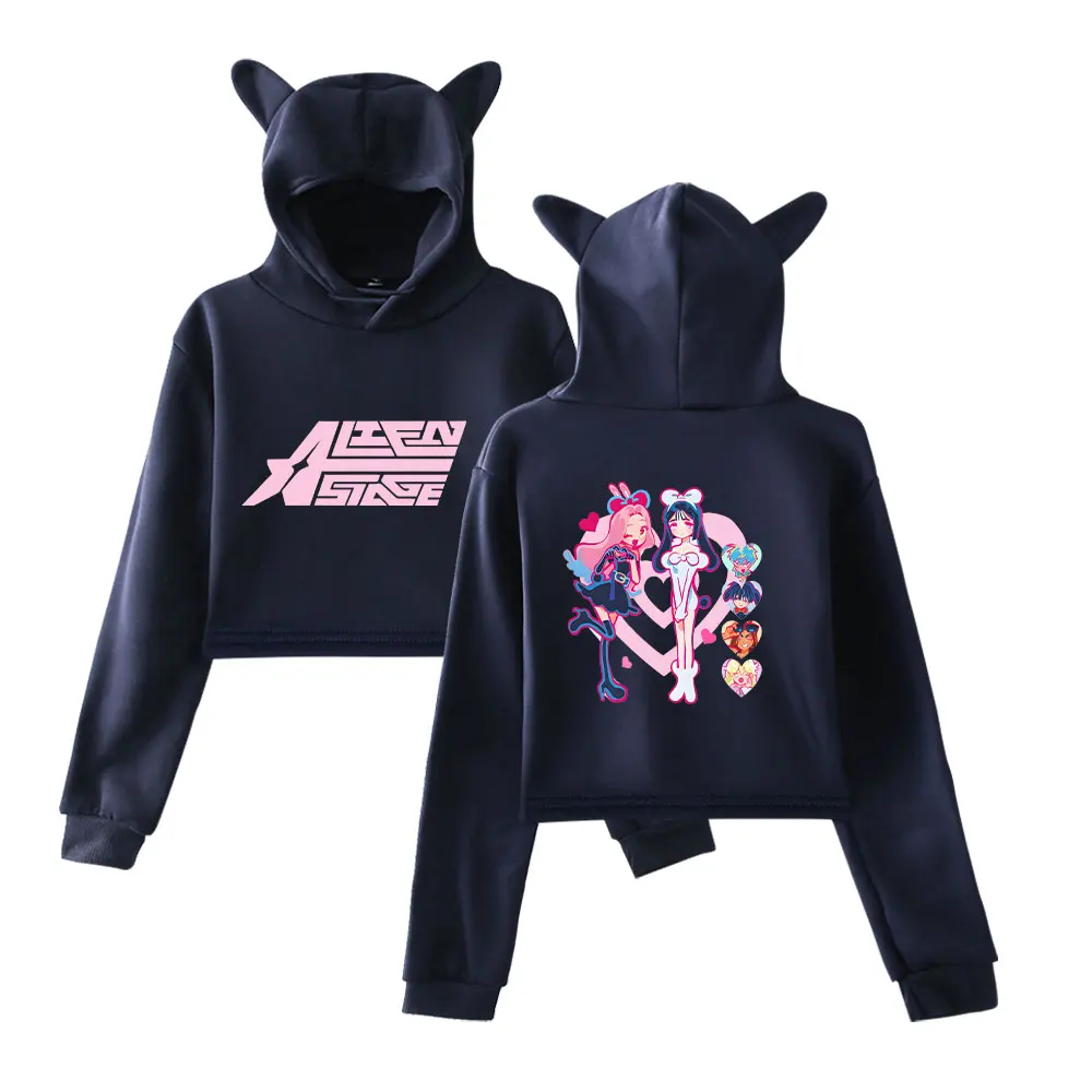 Alien Stage 2025 Merch Hoodies Sweatshirt for Girls Cat Ear Crop Pullover Casual Clothes