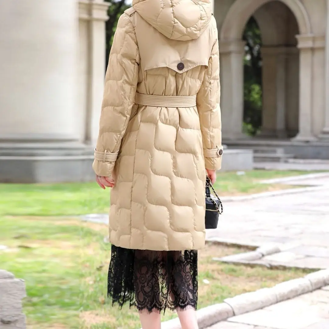 ฤดูหนาวใหม่ผู้หญิงลงเสื้อแจ็คเก็ตชุดเดินทาง SLIM FIT Lace Up Down JACKET