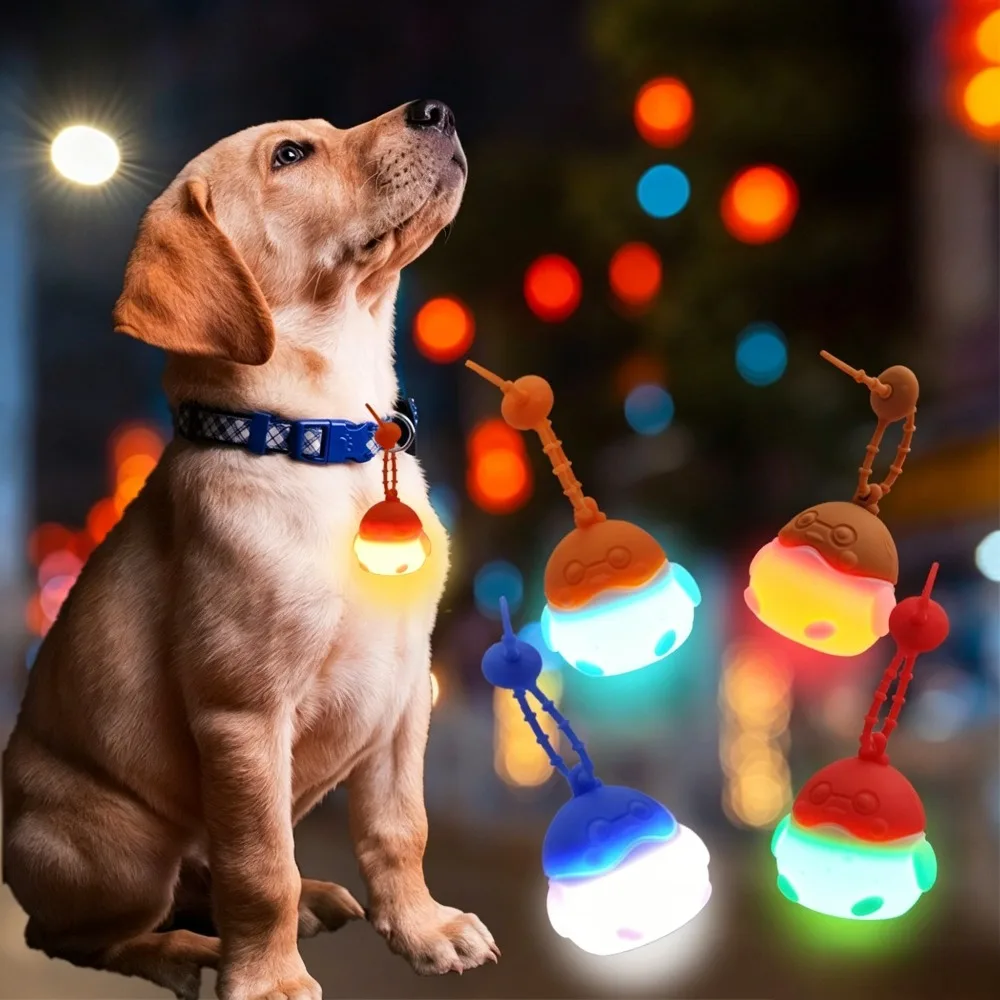 USB Rechargeable LED Pet Collar Tag Flashing Silicone Dog Safety Pendant Night Walking Anti-Lost Glow Marker for Puppy and Cat