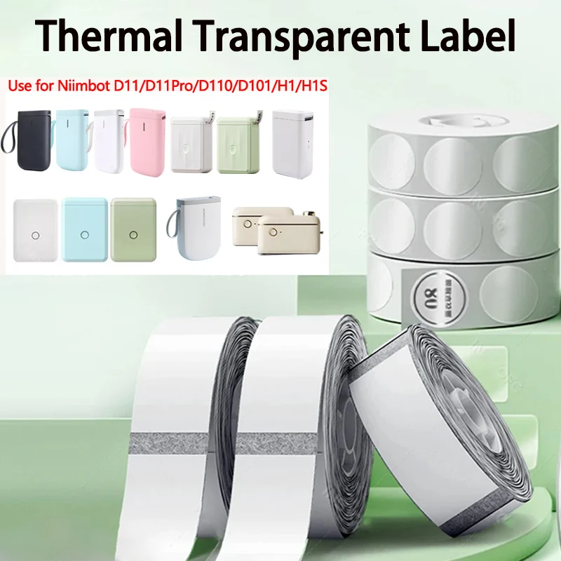 

Niimbot D11/D11Pro/D101/D110/H1/H1S Transparent Label Self-adhesive Thermal Printing Paper Waterproof Clear Price Date Stickers
