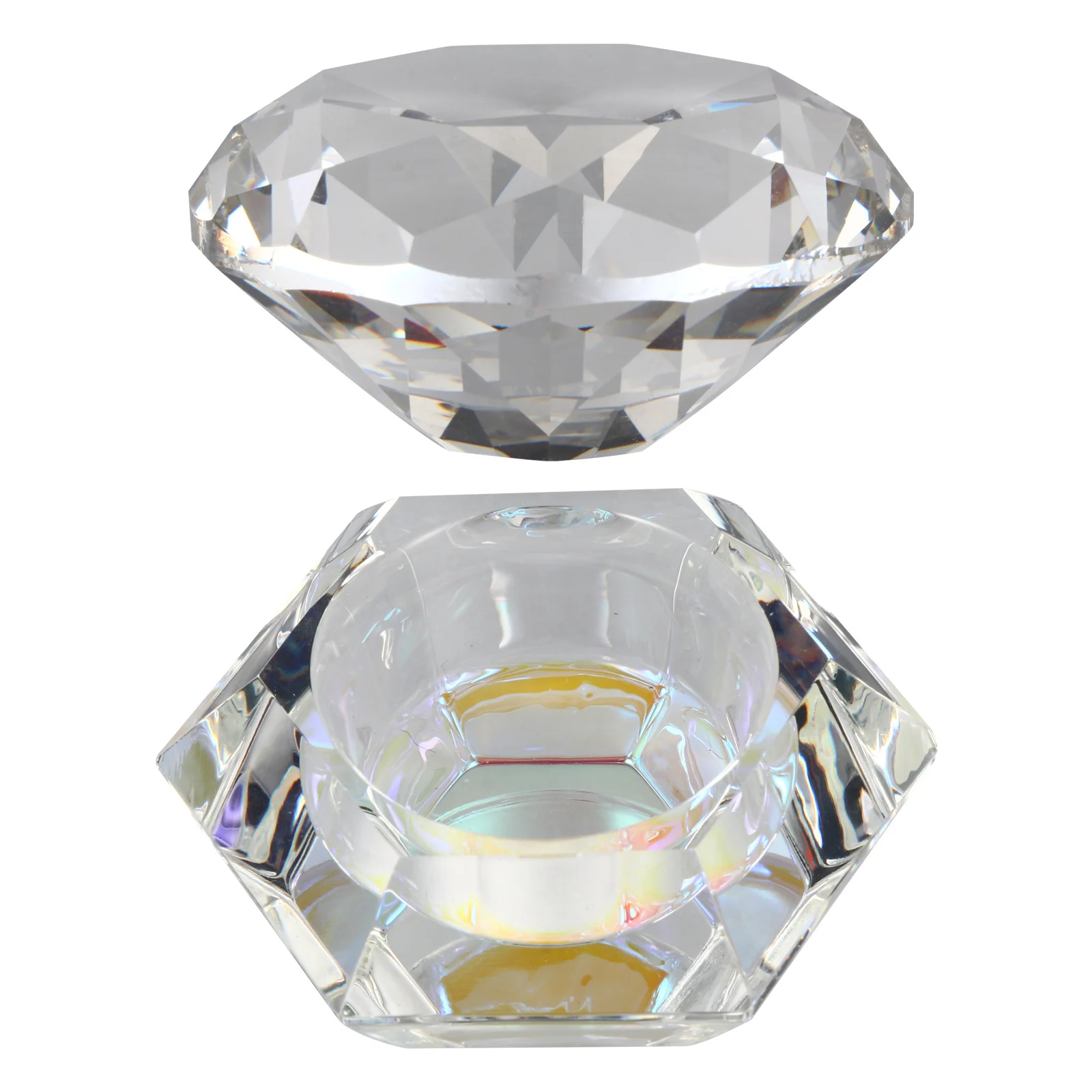 

Crystal Glass Jar Diamond Shape Leak Proof Cap for Nail Polish Lip Gloss Cream Storage Small Portable Manicure Container
