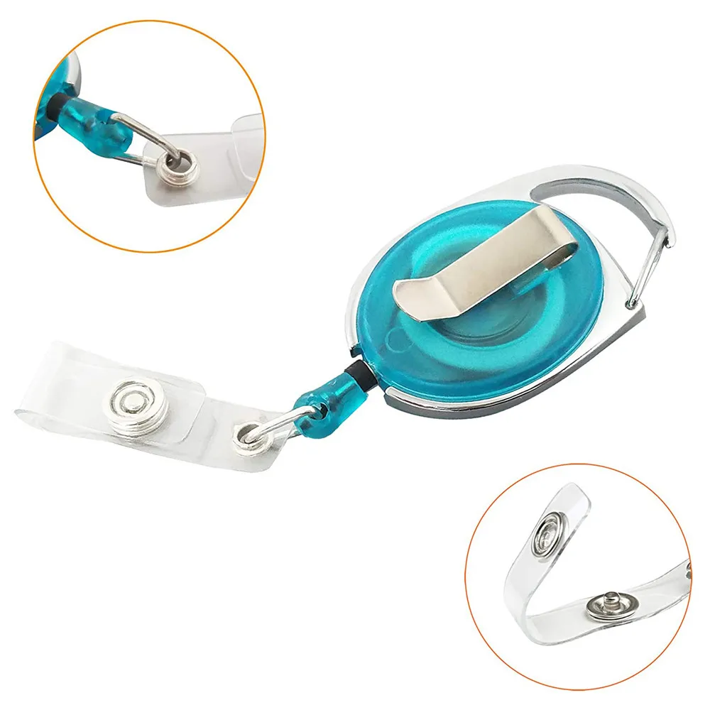 1Pc Oval Color Badge Holder Doctor Nurse ID Holder Teacher Student Name Holder Retractable Rotating Work Card Badge Reel Clip