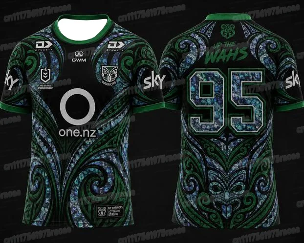 Neues Unisex Aotearoa NZ Warriors Martin 7 Paua Shell Irisierendes Tribal-Print Rugby-Trikot, Oversized Merch-Shirts, Familien-Partnerlook – Detail 7