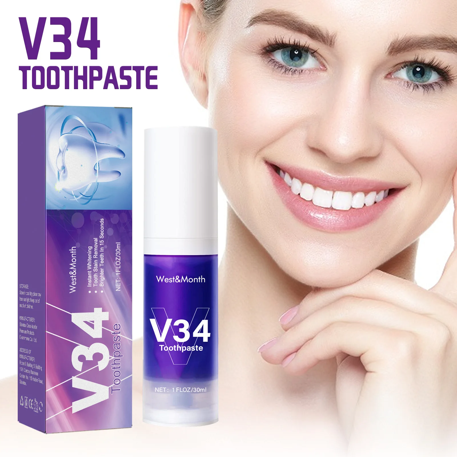 

Get a Brighter Smile with V34 Tooth Cleaning Mousse Whitening Teeth Cleaning Care Press Toothpaste for Gum Health Fresh Breath