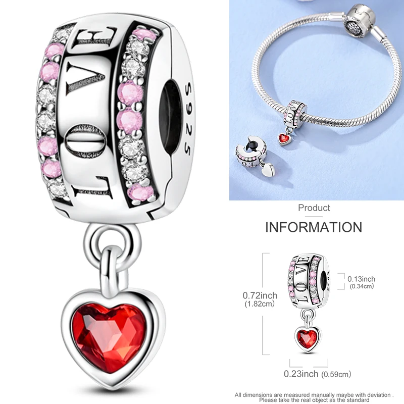 925 Sterling Silber Charm Herz Elefant Baum Reise-Perlenanhänger Passend für Europäische Armbänder DIY Damenschmuck Geschenk 2026 – Detail 19