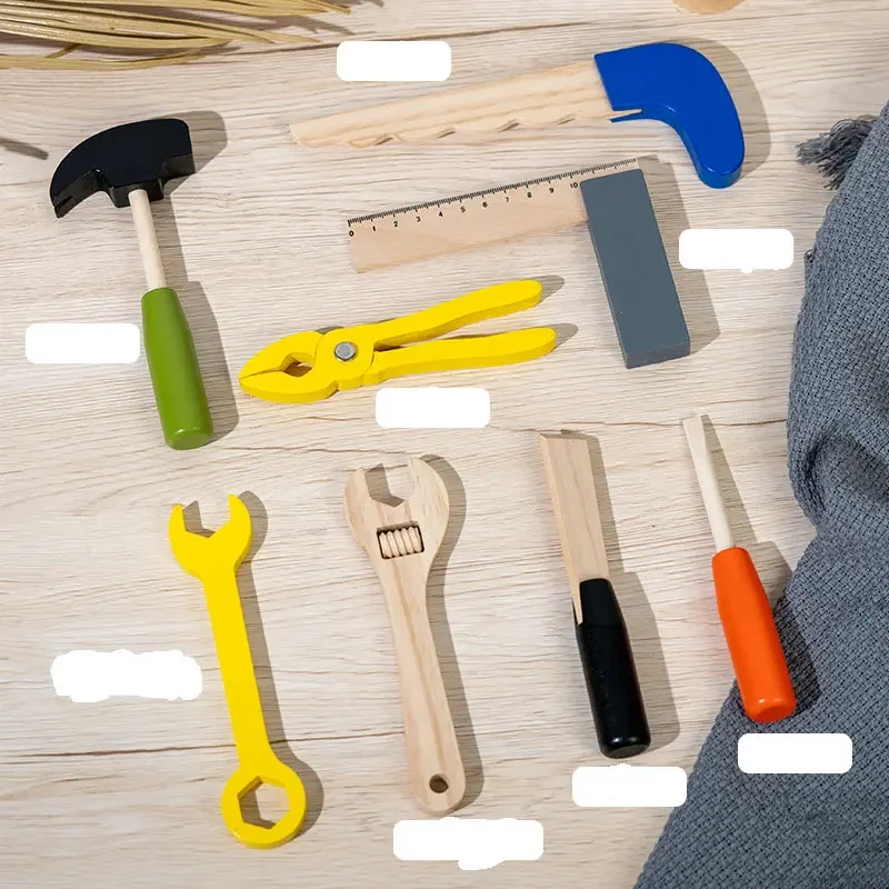 speelgoed uitgerust met gereedschap zoals zagen hamers vierkante linialen sleutels schroevendraaiers etc Houten gereedschapskist