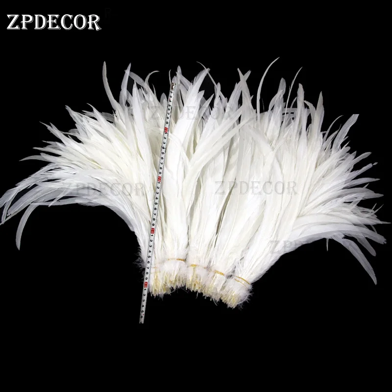 ZPDECOR Snow white Rooster Feathers 35-40 Cm/14-16 Inch for DIY Crafts Home Decor Feathers