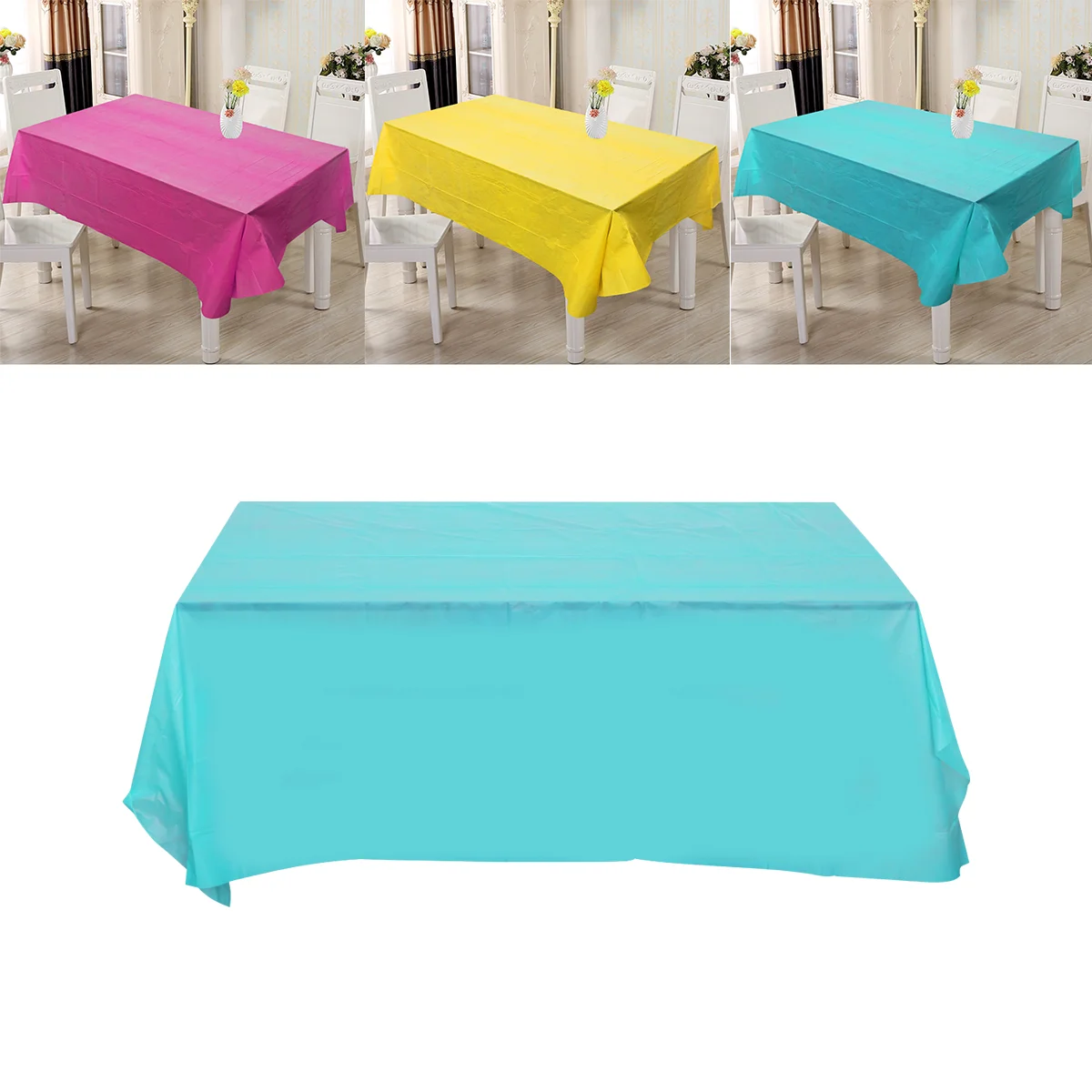 

1PC 137x183cm Eco-Friendly Tablecloth Pure Color Disposable Waterproof Plastic Protector Cover for Picnic Banquet Event Party (L