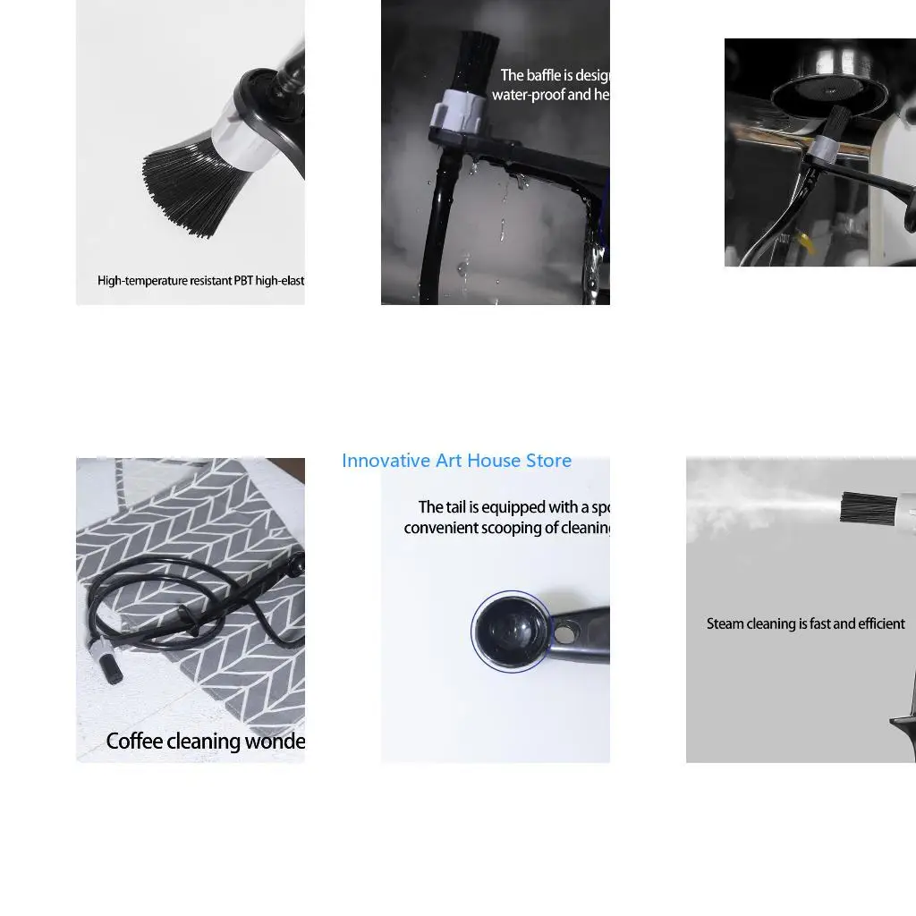 E1PC Commercial Grade Espresso Portafilter Cleaning Brush Flexible 90cm Hose Removable Brush Head For Coffee Machine Steam Wand
