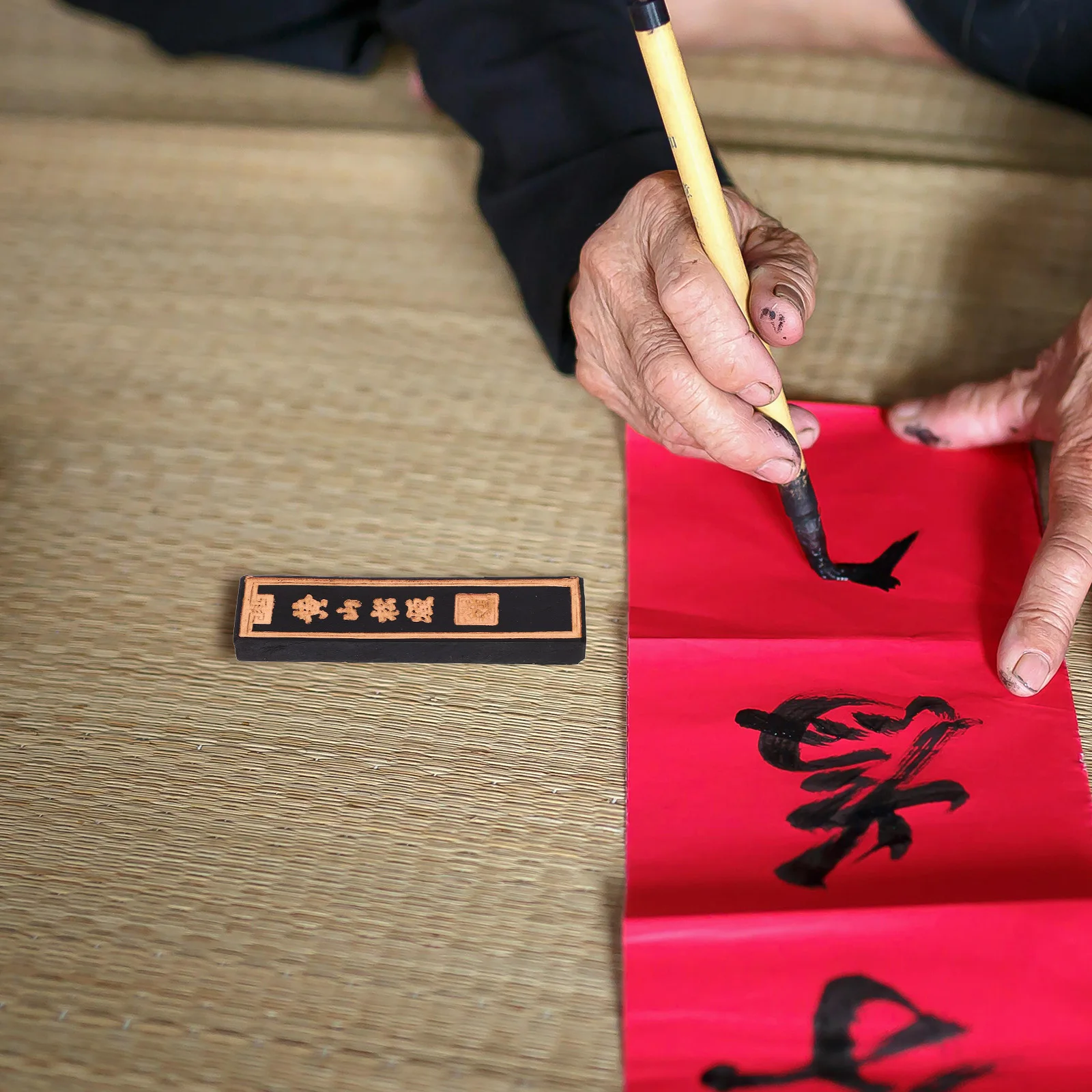 

Ink Painting Pine Smoke Calligraphy Blocks Stone Chinese Stick Art Black Handmade Ancient