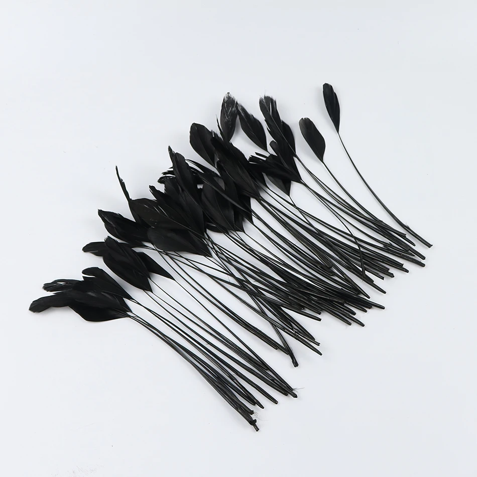 50 Stuk/zak Lange Ganzenveren Gestript Coque Modevak Veren Fascinators Hoeden Passementen Gekleurde Handwerk Accessoires