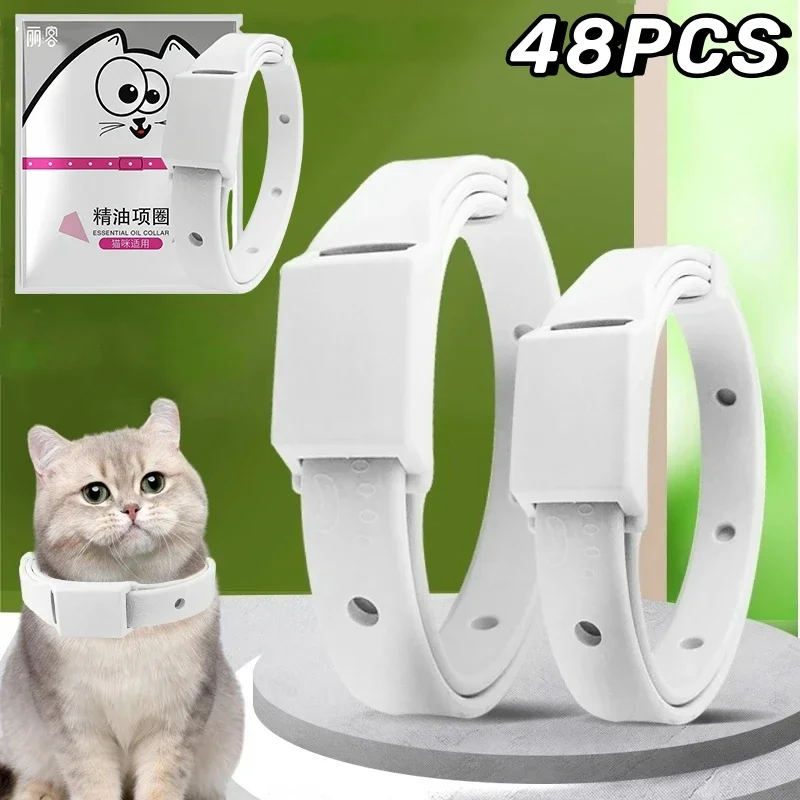 48Pcs Cat Collars Dog Collars Remove Fleas Anti-tick Cats Puppies Dog Flea Collars Pets in Vitro Deworming Ring Ring Flea Collar