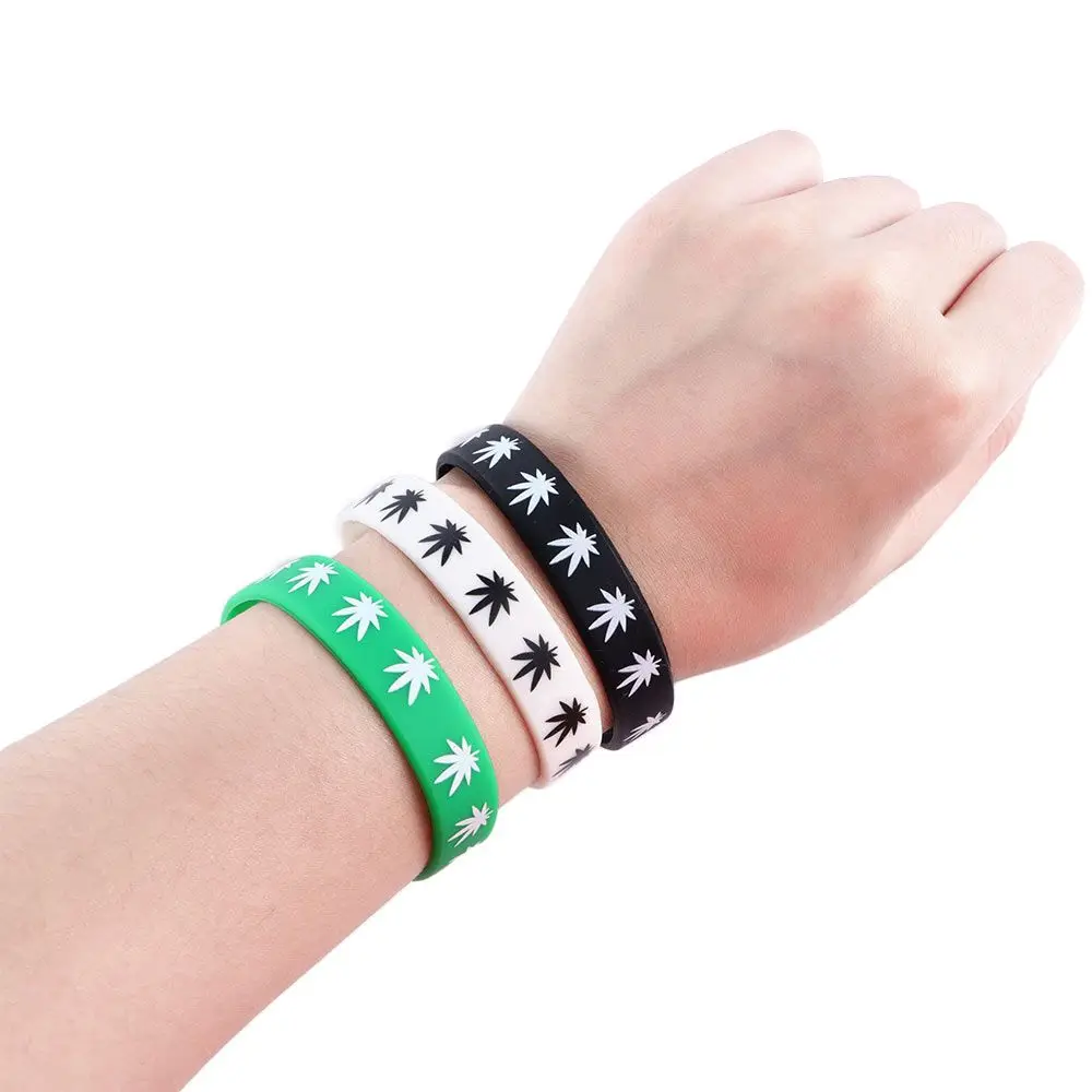 Gelang silikon wanita Punk, tahan air kreatif daun Maple gelang silikon gelang daun Maple