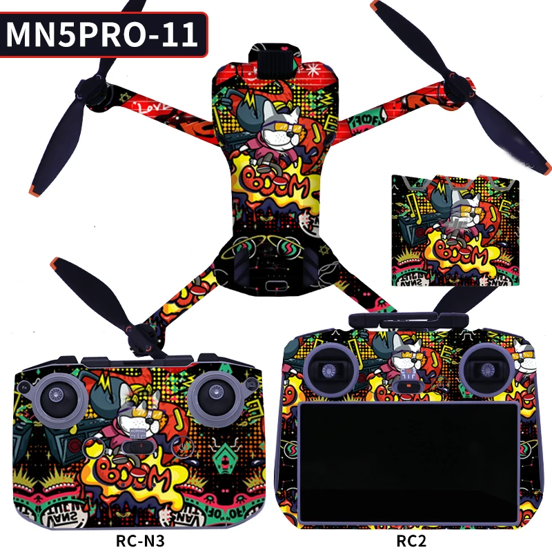 

For DJI Mini 5 Pro Waterproof Skin Sticker Kit - Decorative Decal + Anti-Scratch Film for Drone, Controller & Battery Manager