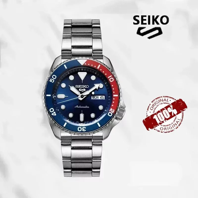 Оригинальные спортивные мужские часы Seiko 5, водонепроницаемые стальные ремешки, круглые вращающиеся кварцевые наручные часы SRPD53K