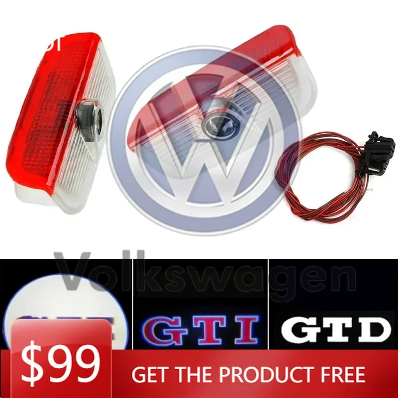 

Новинка 2026 года: 2 шт. светодиодных проекторов-подсветок в двери автомобиля для Volkswagen VW Golf 5 6 7 GTI GTD GTE Sagitar Toura