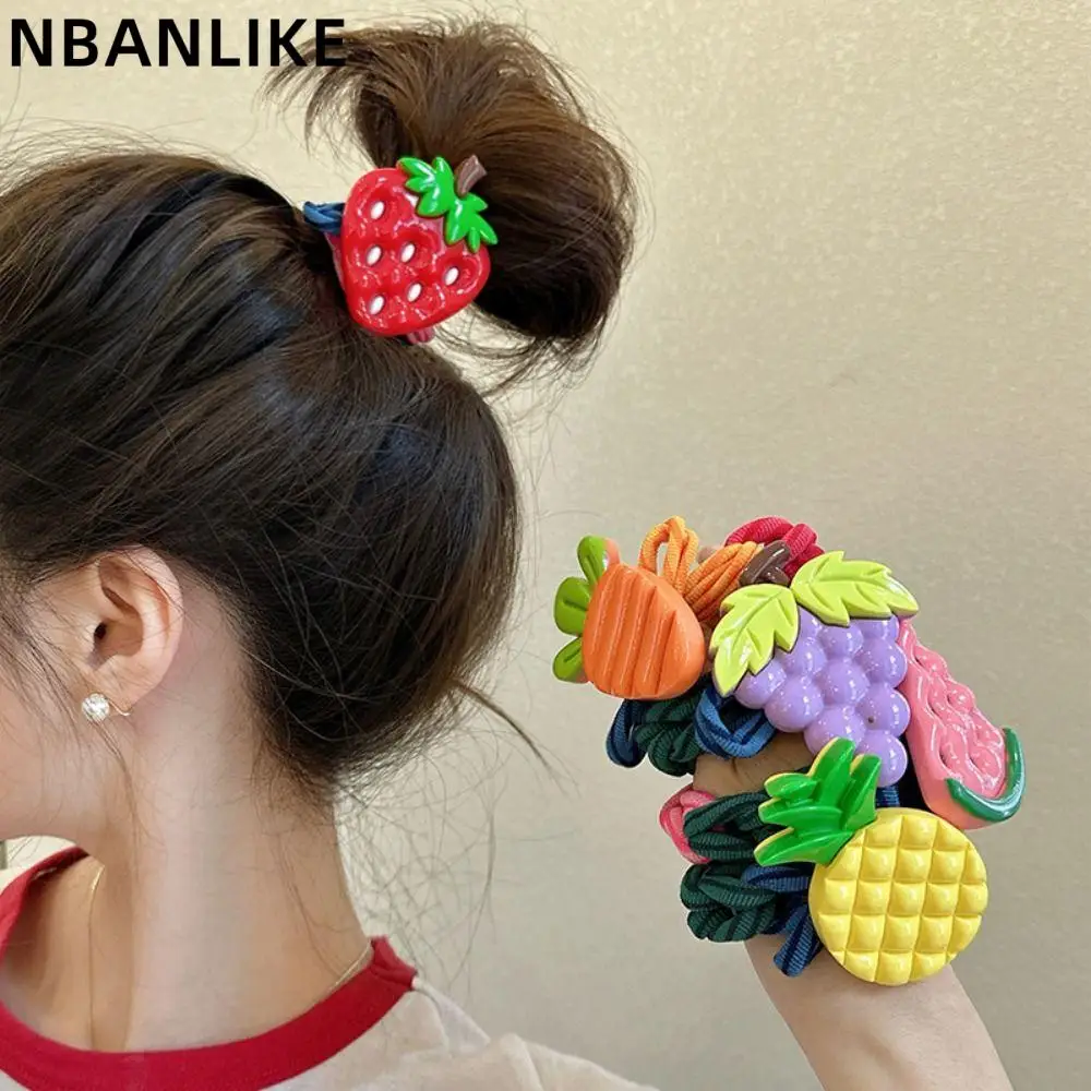 

Pineapple Fruit Hair Rope Korean Style Watermelon Strawberry Ponytail Holder Elastic Hair Band Hair Ring Woven Scrunchies