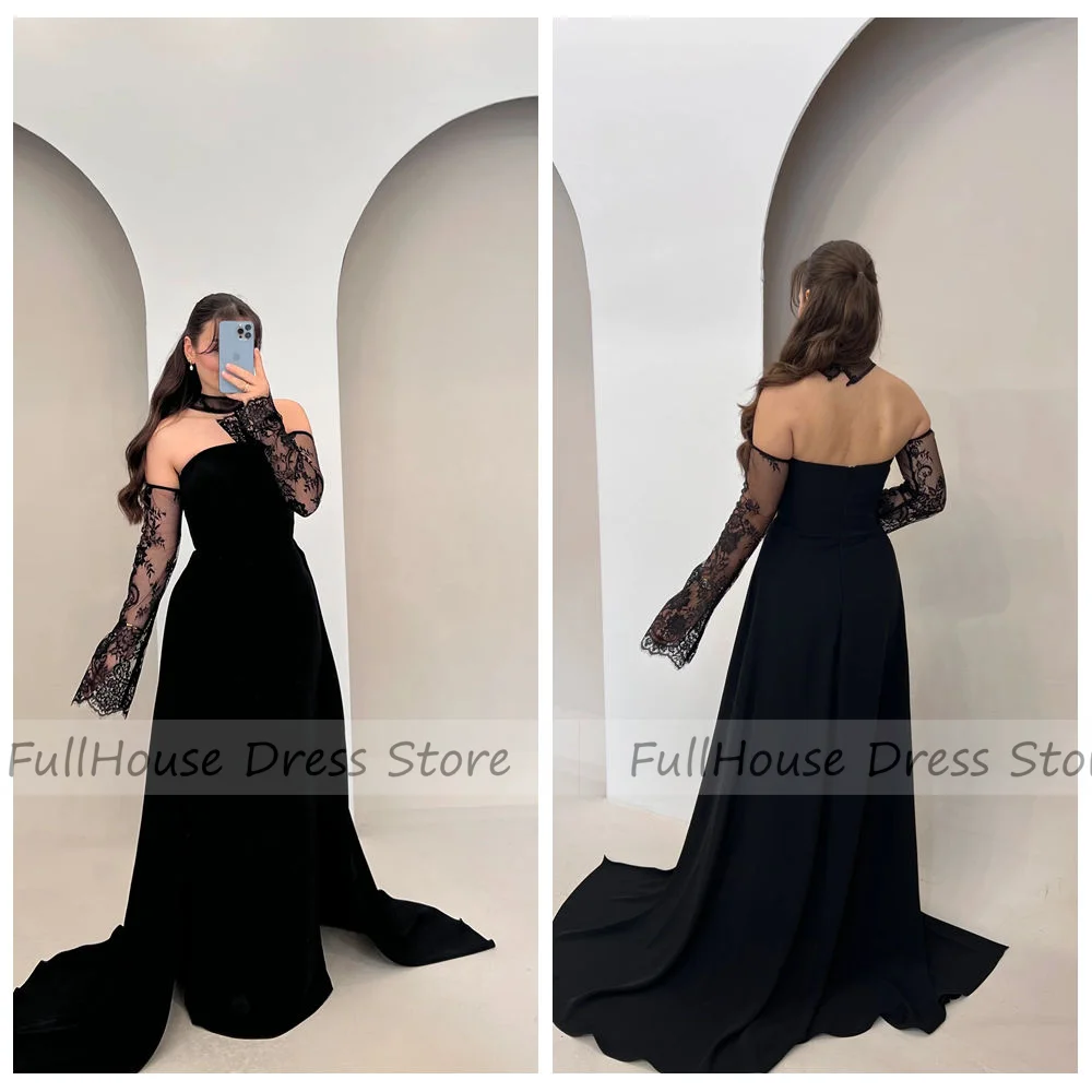 Nach Maß, bezauberndes U-Boot-Kragen, 3/4-Ärmel, Spitze, Hochzeitskleid, Etuikleid, sexy, rückenfrei, bodenlanges Abendkleid mit Schleppe