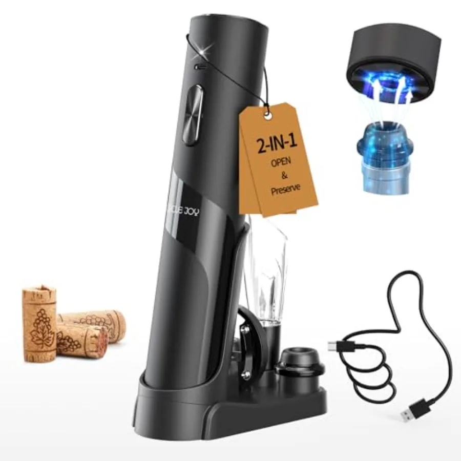 

Rechargeable Wine Opener Electric Wine Bottle Opener, 7-in-1 Wine Gift Set with Electric Vacuum Pump, Charging Station, Foil Cu