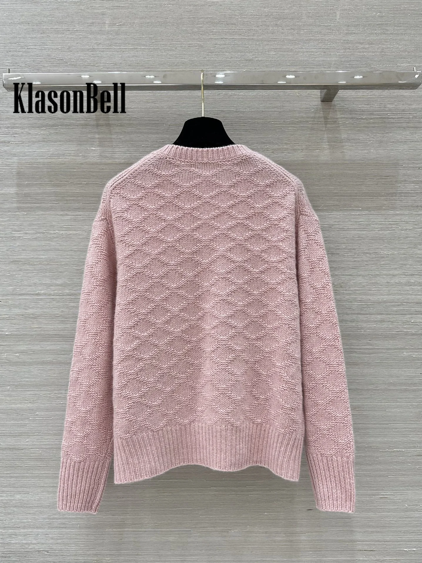 9.9 KlasonBell Women Clothes Classic Argyle Plaid O-Neck Cashmere Knitwear Simple Comfortable Loose Sweater