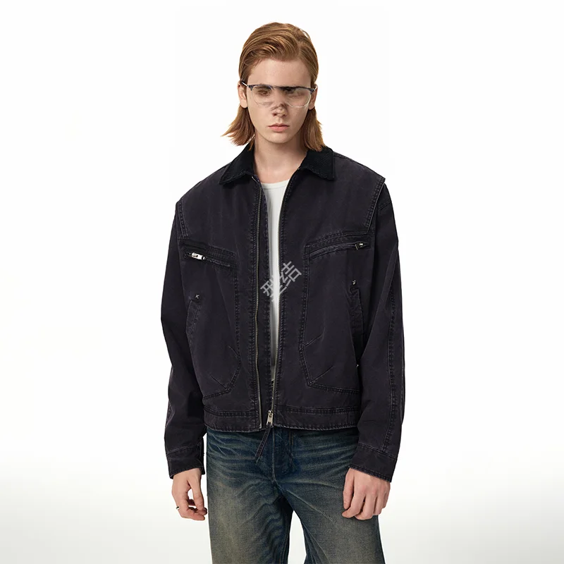 

Джинсовая куртка Waed в стиле американского ретро с отложным воротником, серия Outdoor Mountain, весна 2026, мужская, свободного кроя, с длинными рукавами