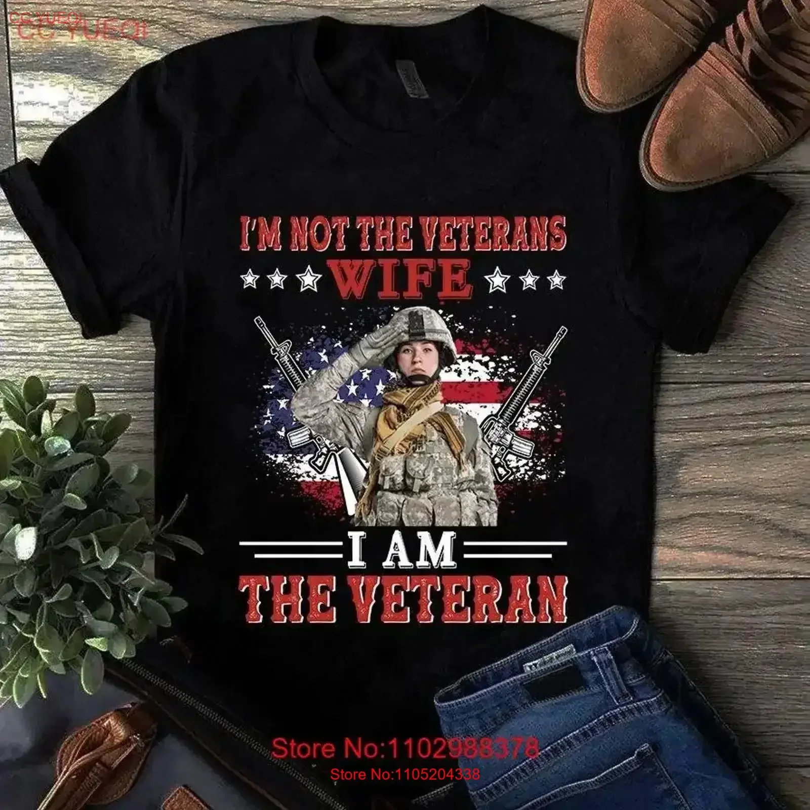 I'm Not the Veterans Wife I Am Veteran T Shirt vintage Washed Versatile homme Casual Comfortable Stretched graphic vintage