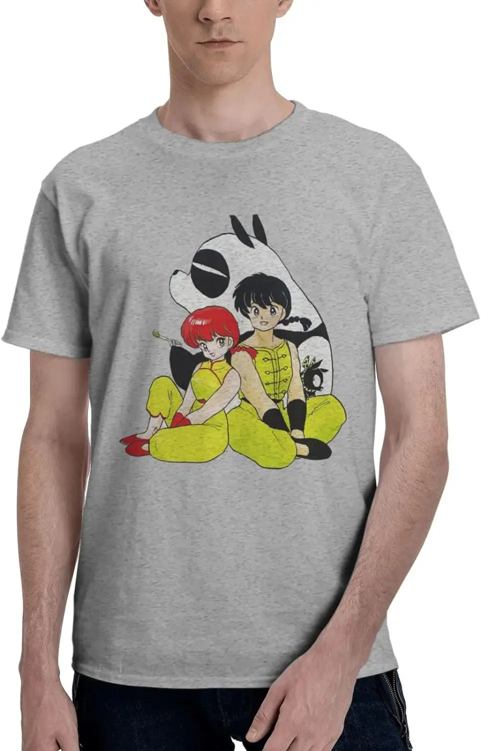 Anime Ranma ½ Shirt Cotton Short Sleeve Cool T-Shirt for Man Black