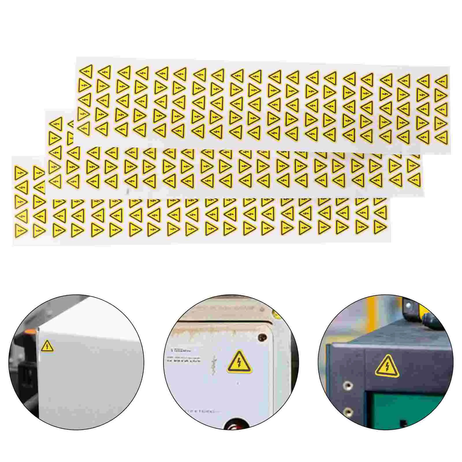 

3 Sheets Anti shock Stickers Electric Hazard Warning Labels Yellow Triangular Signs Safety Voltage Decal High Adhesive Material