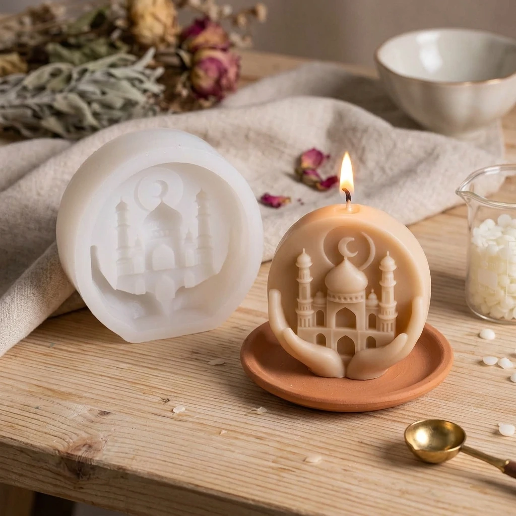 

DIY Candle Mold Reusable Silicone Molds For Drip Glue Aromatherapy-Candle Creative Castle Pattern Mould Handmaking Tools 1pc