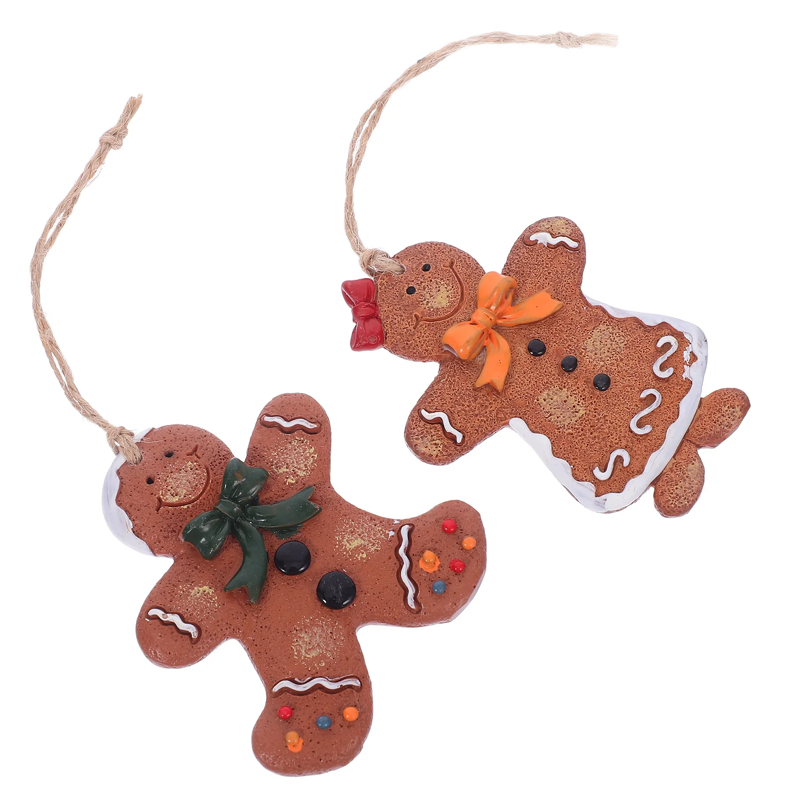 

2Pcs Christmas Gingerbread Man Hanging Ornament Xmas Tree Decor Holiday Party Pendant Home Window Fireplace Stair Railing
