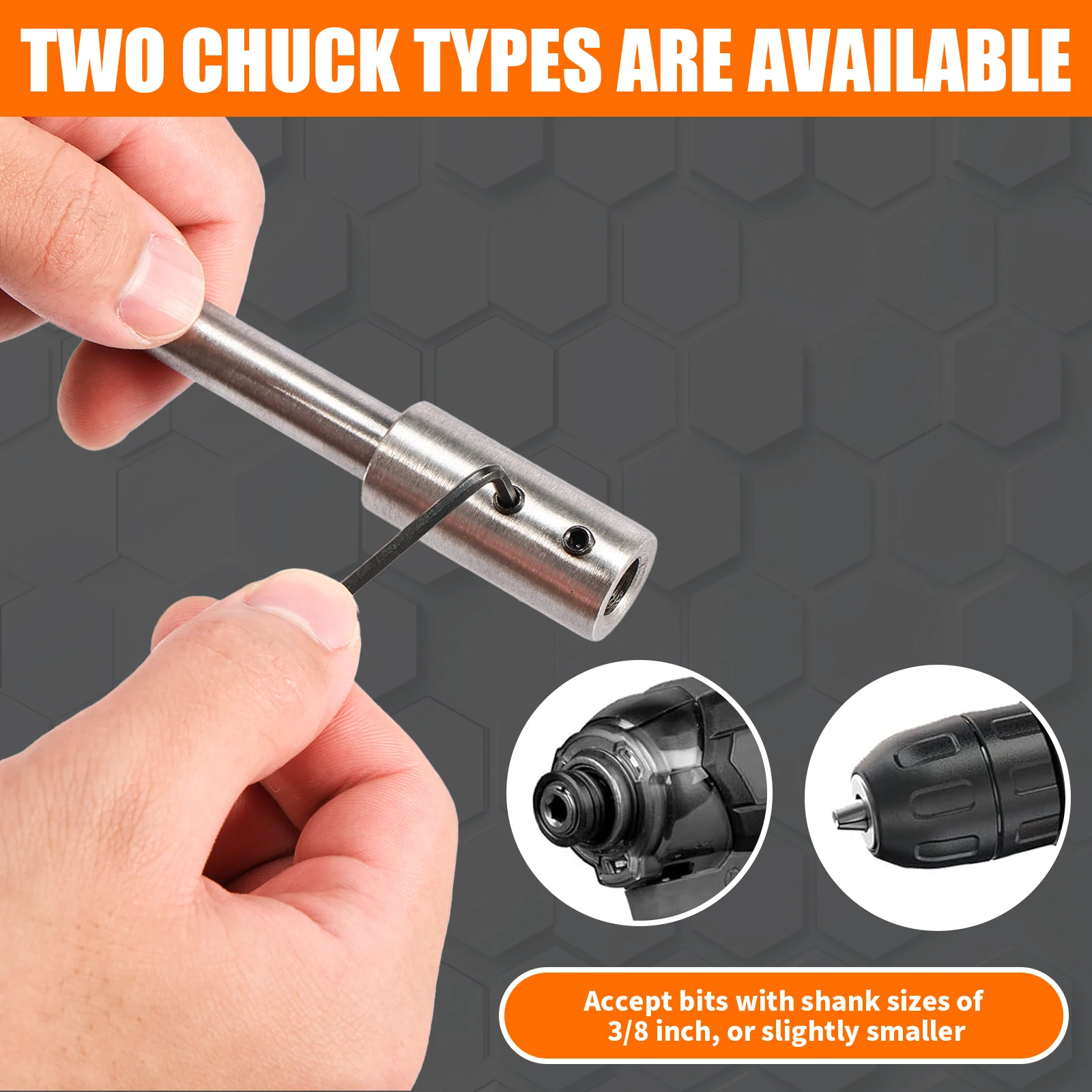 

1/3Pcs Polished Hole Saw Extension Chuck for Adding Drilling Depth Sturdy Steel Ship Auger Extension Extra Long Spade Drill Bit