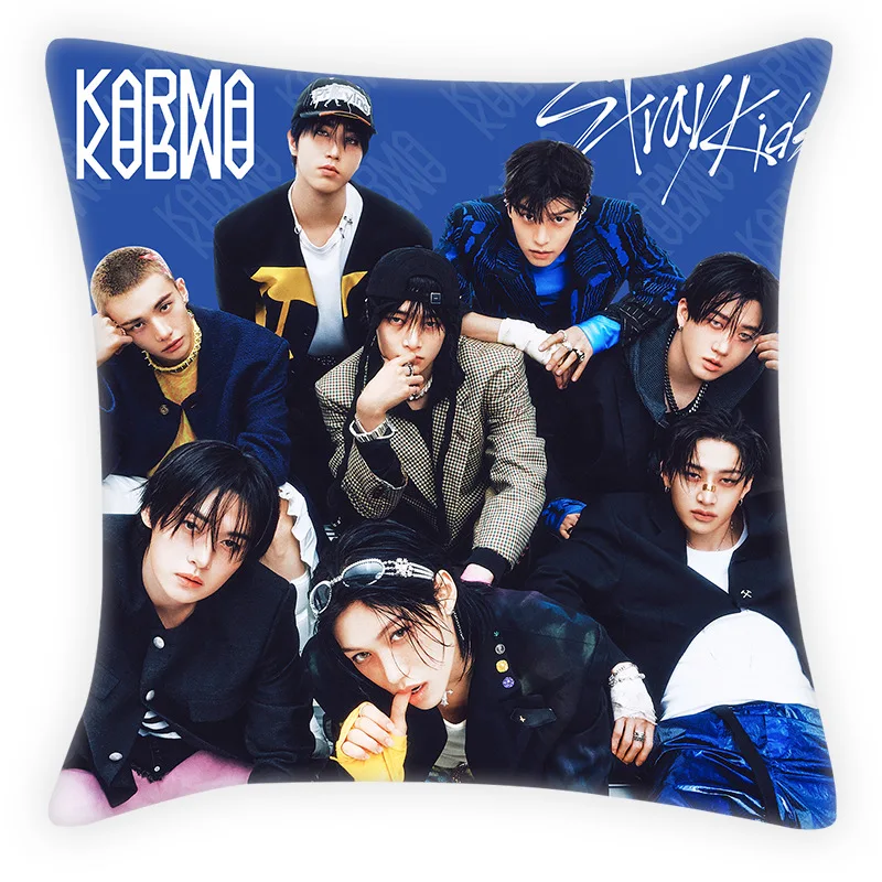 

KOBMO Square Decorative Throw Pillow Stray Kids Merch Hyunjin Han Felix 45cm Cushion For Home Bedroom Sofa Kpop Fans