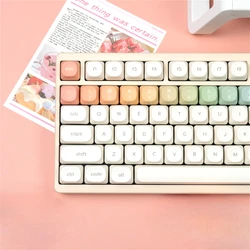125 Keys Rainbow Keycaps PBT Milky White Simple Color Macron Keycap Set for MX Switches Mechanical Keyboard Profiles