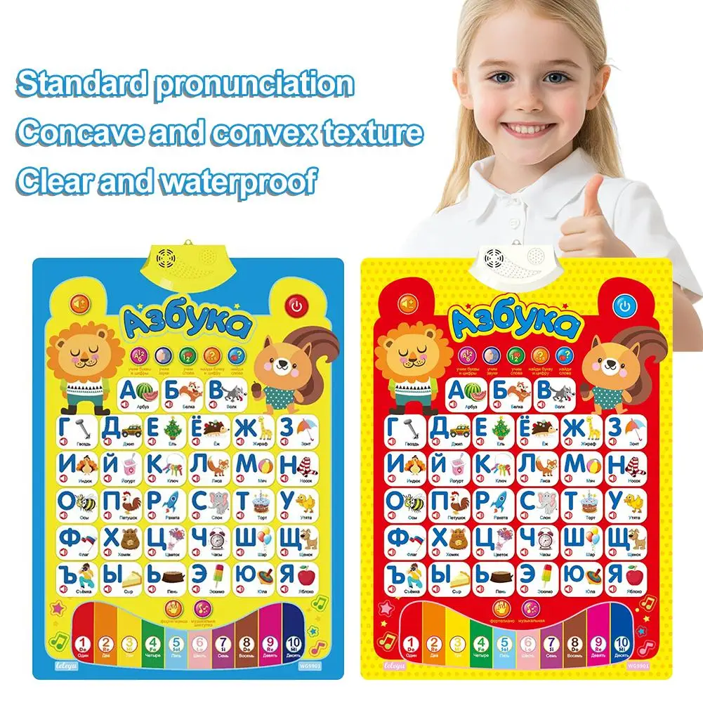 Russian Electronic Interactive Alphabet Wall Chart Talking ABC 123s Music Learning Poster Educational Preschool Toddlers Toys