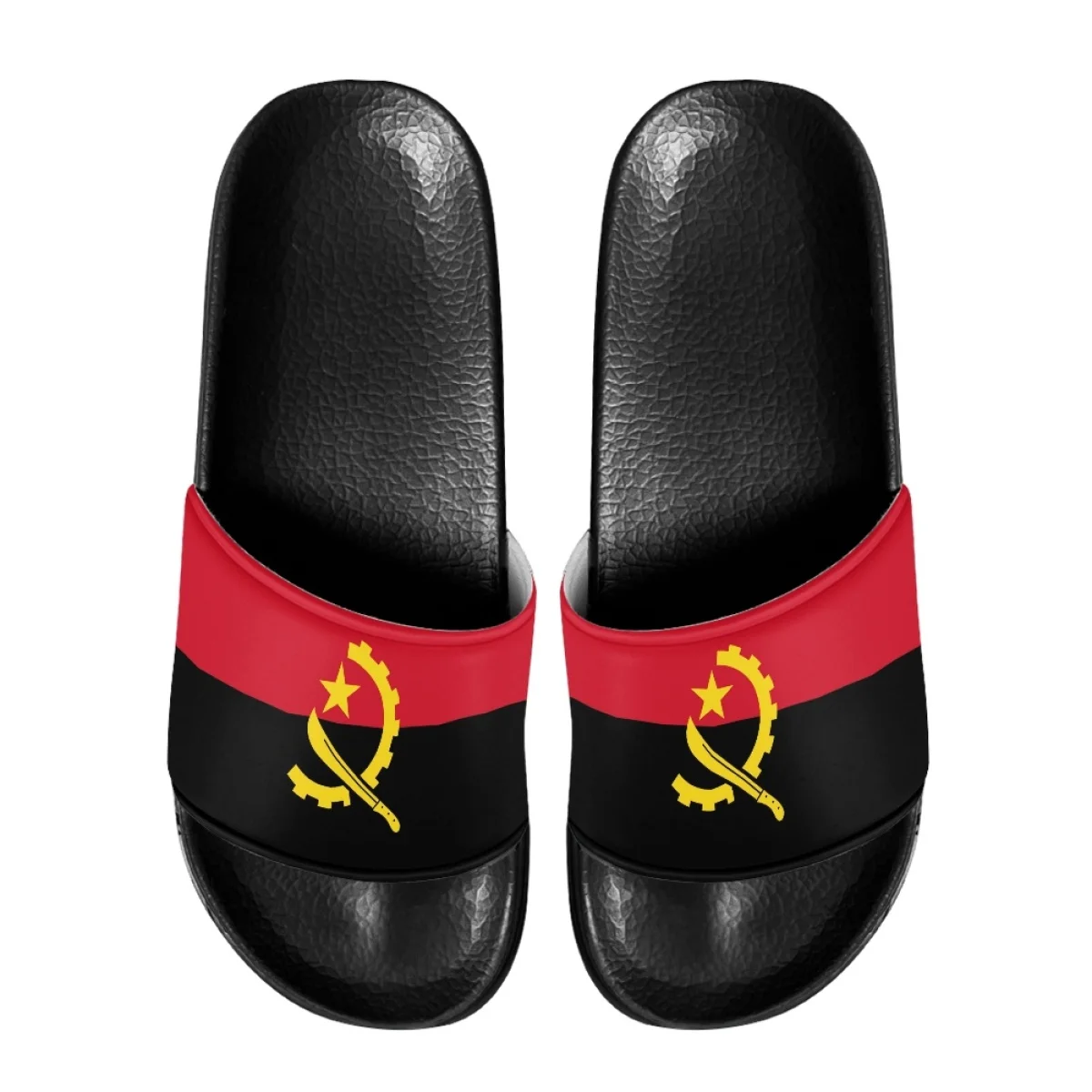 Fashion Summer Women Slippers Angola Flag Design Pattern Casual Anti-slip Beach Slides for Ladies Home Bathroom Slippers Flats