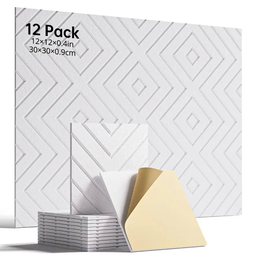 

Звукоизоляционные панели из вспененного материала для стен, 12 штук, самоклеящиеся акустические панели 12x12x0.4 для дверей, потолков, дома