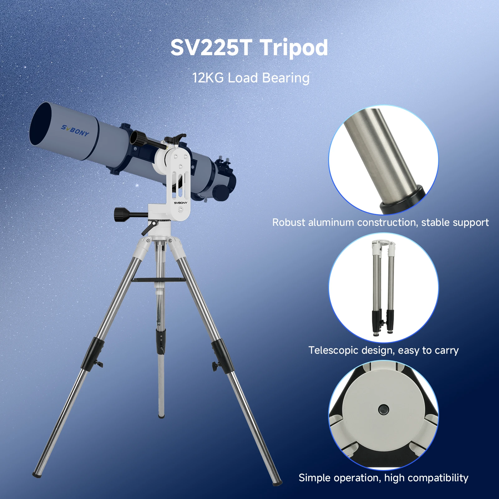 Svbony SV48P 102mm Astronomisches Teleskop-Set, SV225 MINI, SV225T, SV188P Zenith-Spiegel, Basis/Upgrade, für Sichtbeobachtungs-Set – Detail 17